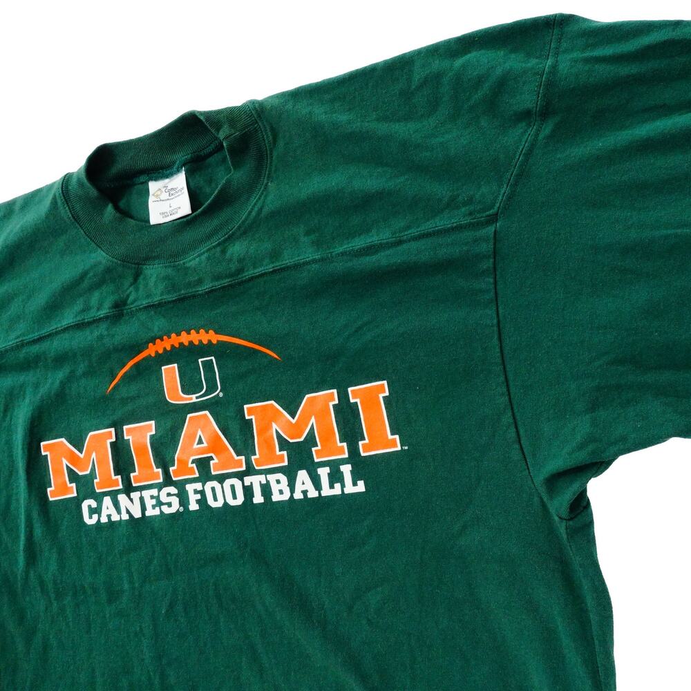 Miami Canes Football Vintage Cotton Exchange Made USA 3/4 T Shirt Women's Large